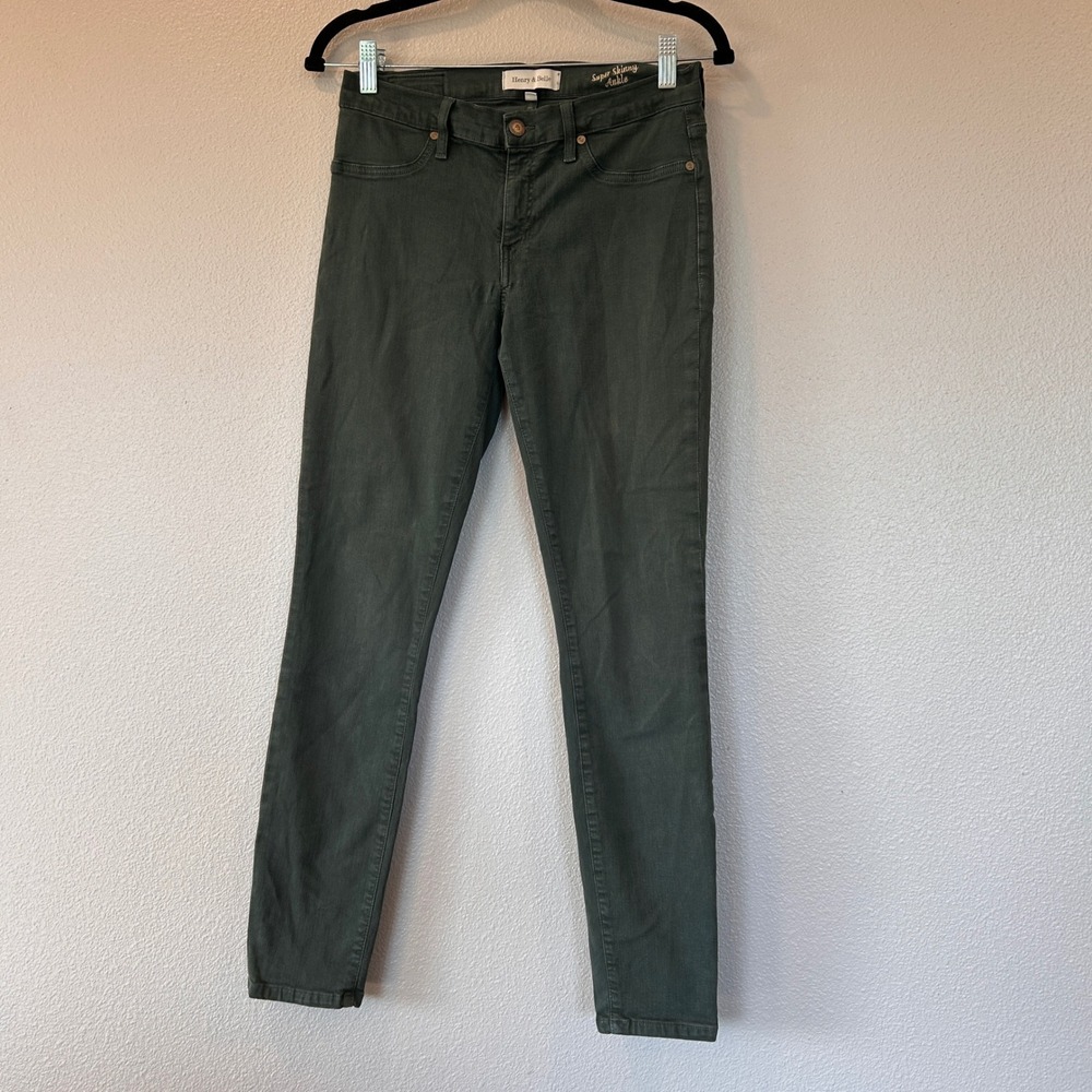 Henry & Belle Super Skinny Ankle Jeans Pine Green 29 Made in USA 133652